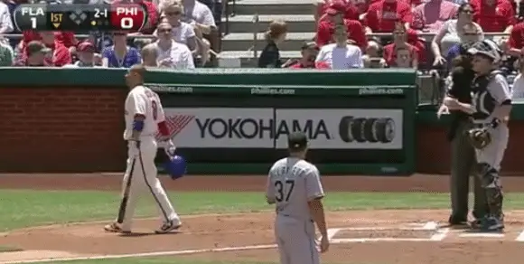 Shane Victorino Gets hit in the Side of the Head By the Catcher