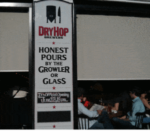 Official opening sign outside of DryHop.