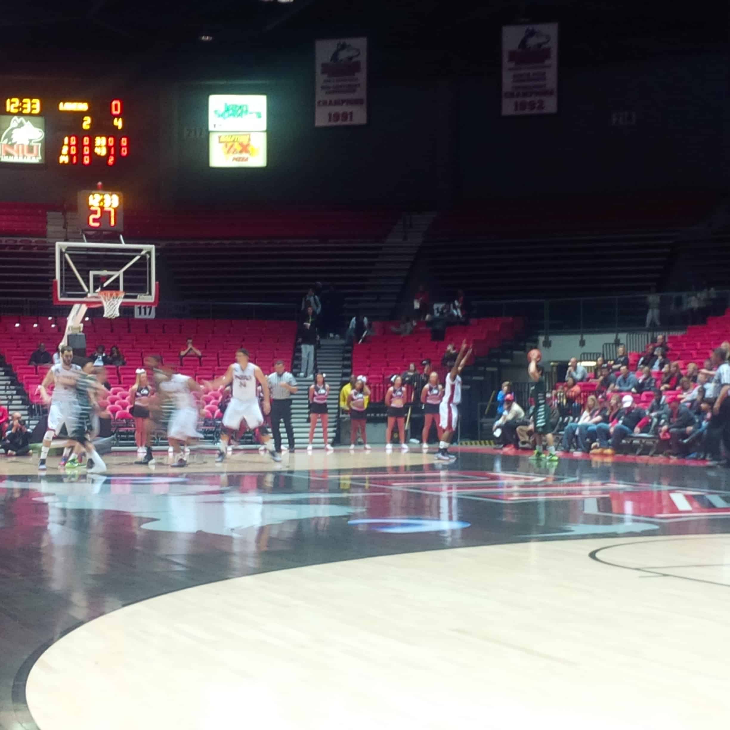 NIU dominates in exhibition game against Roosevelt 1 The NIU defense (white jerseys) hold court against the Roosevelt offense