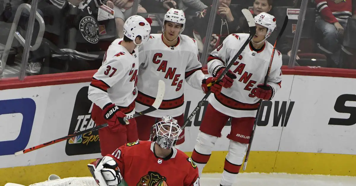 Blackhawks’ Winning Streak Ends in 4-2 Loss to Carolina