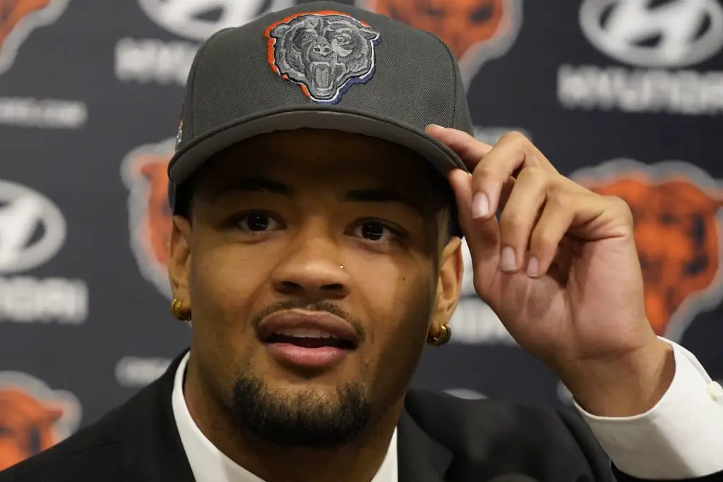 NFL: Chicago Bears Press Conference Chicago Bears first round draft choice and number nine overall pick Rome Odunze speaks at a press conference at Halas Hall.