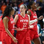 'Not worth it': Chicago Sky's Angel Reese gets ammunition from fiery Caitlin Clark statement 2 Chicago Sky rival and Indiana Fever guard Caitlin Clark (22) talks to Indiana Fever guard Kelsey Mitchell (0) during the first half during game two of the first round of the 2024 WNBA Playoffs at Mohegan Sun Arena.