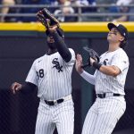 Chicago White Sox: At least one player is leading in one major category 2 Chicago White Sox outfielder Luis Robert Jr. (88) catches a fly ball hit by Los Angeles Angels outfielder Taylor Ward (3) as outfielder Brooks Baldwin (27) looks on during the fifth inning at Guaranteed Rate Field.