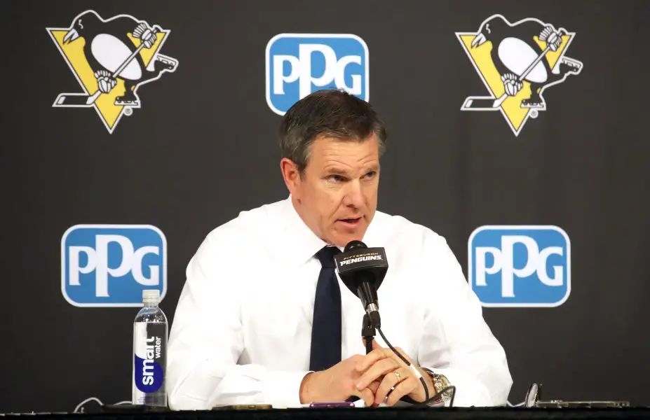NHL: New York Rangers at Pittsburgh Penguins Pittsburgh Penguins head coach Mike Sullivan address the media after the game against the New York Rangers at PPG Paints Arena.