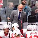 Detroit Red Wings head coach Jeff Blashill reacts during the second period against the Colorado Avalanche at the Pepsi Center.