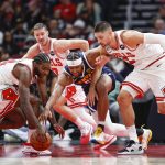 Chicago Bulls told troubled player he's on his own this offseason; can't trade: Report 2 Chicago Bulls forward Patrick Williams (44) and center Nikola Vucevic (9) battle for the ball with Denver Nuggets forward Zeke Nnaji (22) during the first half at United Center.