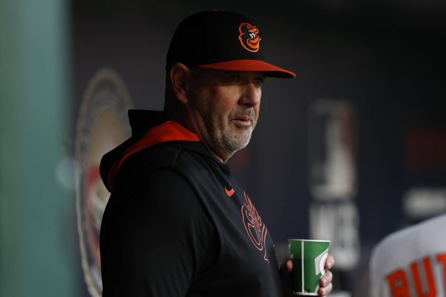 MLB: Baltimore Orioles at Washington Nationals Baltimore Orioles manager Brandon Hyde stands in the dugout prior to the start of the game against the Washington Nationals at Nationals Park.