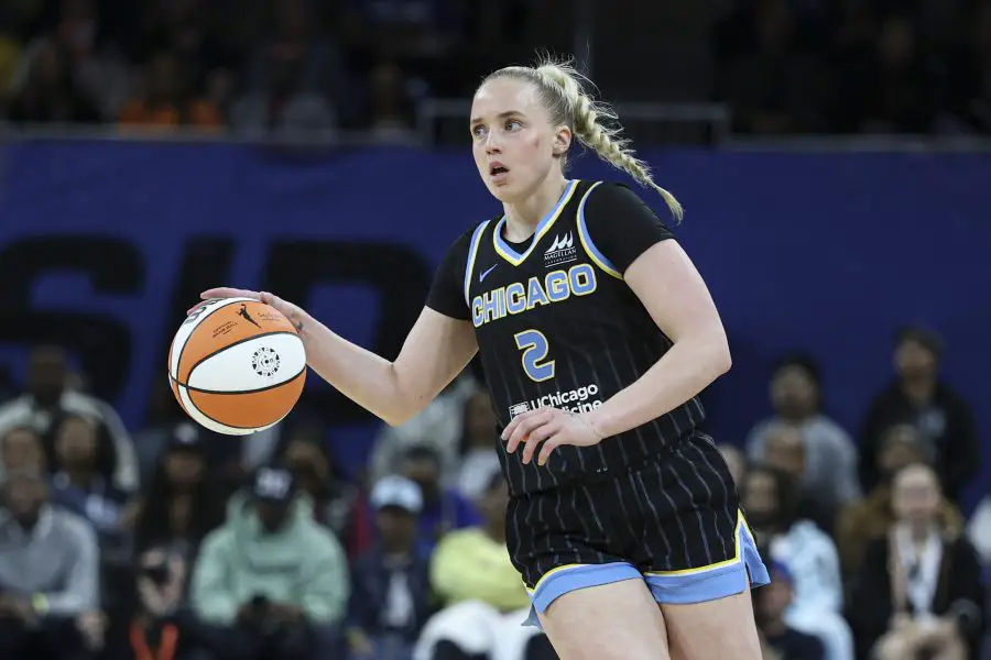 WNBA: New York Liberty at Chicago Sky Chicago Sky guard Hailey Van Lith (2) brings the ball up court against the New York Liberty during the second half at Wintrust Arena.
