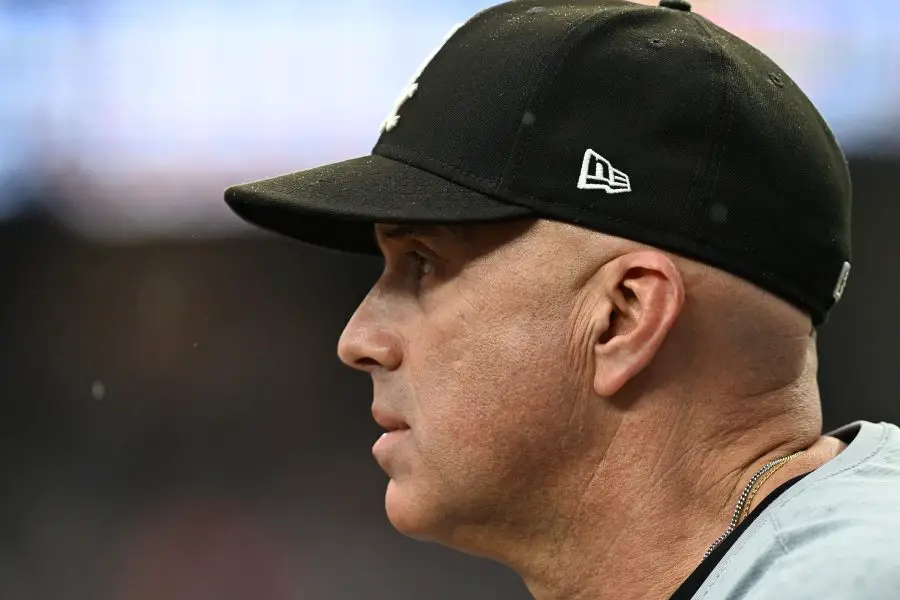 MLB: Chicago White Sox at Detroit Tigers Chicago White Sox manager Pedro Grifol (5) watches the action from the dugout steps in the ninth inning against the Detroit Tigers at Comerica Park.
