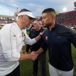 Notre Dame: USC coach slammed for being scared to play Irish 2 Southern California Trojans head coach Lincoln Riley and Notre Dame Fighting Irish head coach Marcus Freeman shake hands after the game at United Airlines Field at Los Angeles Memorial Coliseum.