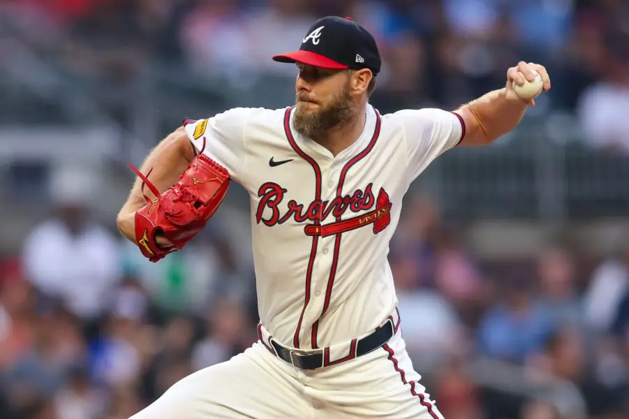 Atlanta Braves starting pitcher Chris Sale (51) throws against the Arizona Diamondbacks in the first inning at Truist Park.