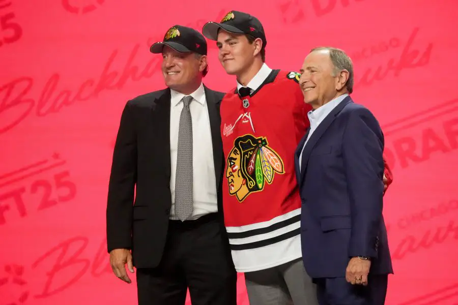 NHL: NHL Draft Anton Frondell is selected as the third overall pick to the Chicago Blackhawks in the first round of the 2025 NHL Draft