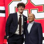 Mason West is selected as the 29th overall pick to the Chicago Blackhawks in the first round of the 2025 NHL Draft at Peacock Theater.