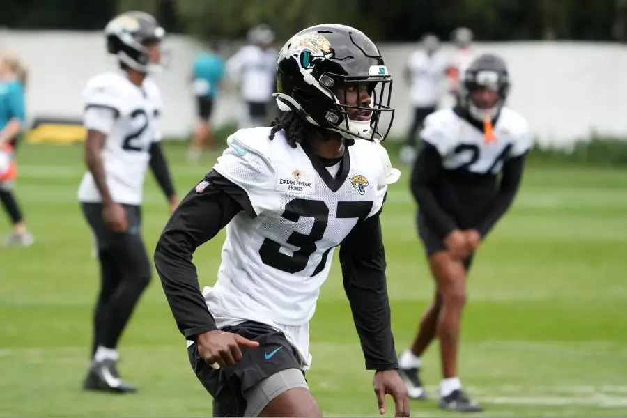 NFL: London Games Jacksonville Jaguars Practice Jacksonville Jaguars cornerback Tre Flowers (37) during practice at The Grove.