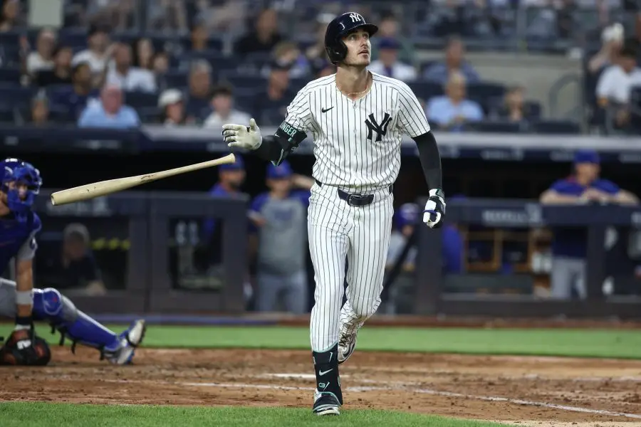 MLB: Chicago Cubs at New York Yankees New York Yankees center fielder Cody Bellinger (35) hits a two run home run in the fifth inning against the Chicago Cubs at Yankee Stadium.
