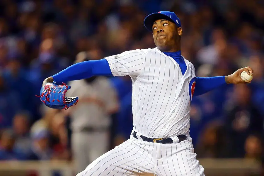 MLB: NLDS San Francisco Giants at Chicago Cubs,Aroldis Chapman