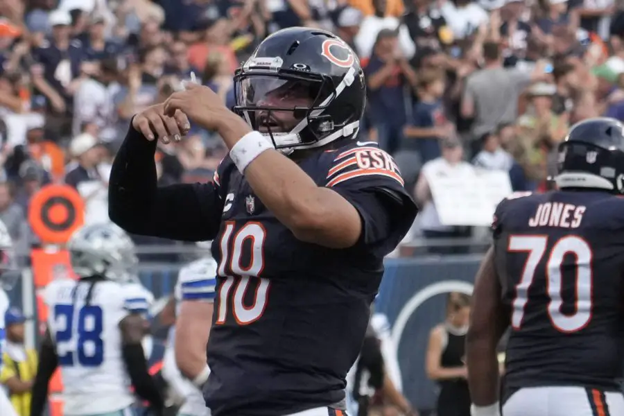Chicago Bears QB Caleb Williams on beating Matt Eberflus.